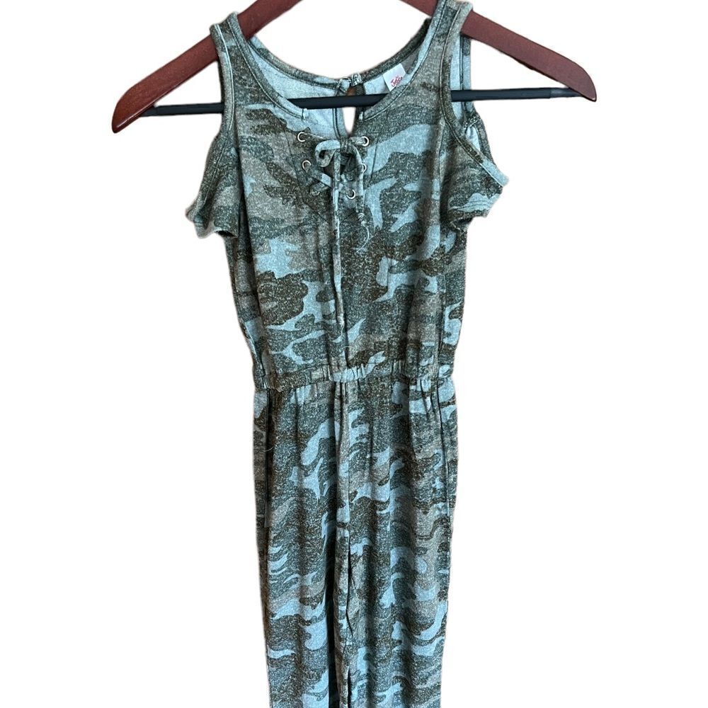 ‎Justic camo print girls jumpsuit size 6